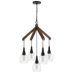 Cal Lighting 36"H Chandelier, Wood/dark Bronze/clear FX-3787-5. Fixed Price $945.00.