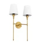 16 In. 2-LIGHT Gold Indoor Modern Elegance Wall Sconce, Dimmable. Fixed Price $67.63.
