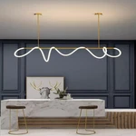 Fbfc Modern Led Linear Pendant Light, Diy 59 Inch Gold Chandelier, With Remot.... Fixed Price $169.35.