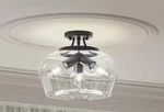 Merra 14 In. 3-LIGHT Matte Black Semi-flush Mount With Clear Glass Shade. Fixed Price $26.60.