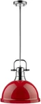 Golden Lighting 3604-L Ch-rd Duncan 1-LIGHT Chrome Pendant W/ Rod And Red Shade. Fixed Price $89.99.