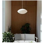 1-LIGHT White Modern Lantern-style Pendant W/rib Fabric Shade Drum. Fixed Price $34.00.
