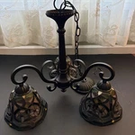 Portfolio 3 Light Black Chandelier Tiffany Style Stained Glass Hanging Fixture. Fixed Price $67.99.