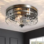 Modern Farmhouse Drum Ceiling 3-LIGHT Rustic Wood Accent Flush Mount. Fixed Price $127.68.