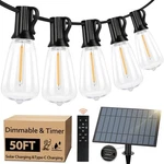 Bosceos 50FT Solar String Lights Dimmable Patio W Remote Timer - Black. Fixed Price $49.40.