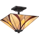 Quoizel Asheville 2-LIGHT 14" Wide Semi-flush Ceiling Fixture W/ Tiffany Glass. Fixed Price $240.00.