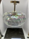 14 Brass Iridescent Hammered Glass Flush Mount Ceiling 3-LIGHT Semi-flu. Fixed Price $129.95.