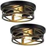 Skejao Flush Mount Ceiling Light Fixture,rustic 10.7 Inch, Metal Black. Fixed Price $55.70.