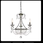 Quoizel #LWS3560A Chantal 3-LIGHT Mini Chandelier Muted Silver Crystal Beads. Fixed Price $99.99.