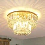 Somniferous 16" Gold Crystal Chandelier, 6-LIGHT Modern Flush Mount Ceiling L.... Fixed Price $115.05.