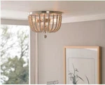 Dumas 3-LIGHT Brushed Steel Wood Bead Flush Mount Kenroy Home. Fixed Price $189.99.
