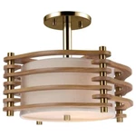Woodbridge Lighting Steps 3-LIGHT & Fabric Semi Flush Fixture Ash/brass. Fixed Price $135.88.