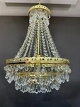 Vintage Czech Preciosa Jablonec Gilt Brass Bohemian Crystal Lustre Chandelier. Fixed Price $350.00.