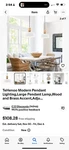 Tehenoo Modern Pendant Lighting,large Lamp,wood And Brass Accent,adju.... Fixed Price $55.00.