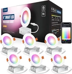 Amico 6 Pack 4 Inch Smart Led Recessed Lighting, Wifi Bluetooth Canless Downligh. Fixed Price $110.34.