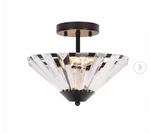 Alsy 11 In. 2-LIGHT Matte Black Semi-flush Mount With Clear Glass Faceted Shade. Fixed Price $31.99.