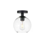 Ceiling Fixture Black Elegant Lighting Baxter 8" Semi Flush Clear Globe. Fixed Price $50.00.