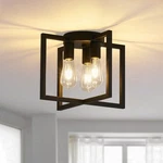 3-LIGHT Ceiling Fixture, Black Semi-flush Mount Chandelier With Geometr.... Fixed Price $64.63.