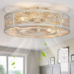 Ceiling Fan 20 Low Profile Caged Light Remote Rustic Flush Mount White Shluce. Fixed Price $154.99.