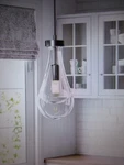 Merra 60W 1-LIGHT Black Shaded Luxury Raindrop Pendant With Teardrop Glass. Fixed Price $47.45.