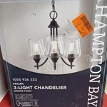 Hampton Bay Pavlen 3-LIGHT 18 In. Rustic Bronze Hanging Candlestick Chandelier. Fixed Price $64.95.