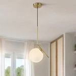 Bokt Mid Century Modern 1-LIGHT Globe Chandeliers Pendant Lighting Brushed Go.... Fixed Price $88.08.
