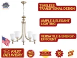 Quorum Rossington 5-LIGHT Chandelier, Aged Silver Leaf, Satin Opal Glass. Fixed Price $99.99.