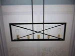 Home Decorators Harwood 60W 5-LIGHT Matte Black And Old Satin Brass Pendant. Fixed Price $82.60.