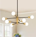 Amzasa Black & Gold Modern Sputnik Chandeliers, 8 Lights Farmhouse Fixture. Fixed Price $40.00.
