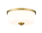 Z-lite Arlington 14 In. 3-LIGHT Heritage Brass Flush Mount With Glass Shade. Fixed Price $73.00.