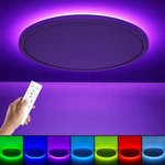 Rgb Led Flush Mount Ceiling Light Remote 12 Inch Dimmable 3000K-6500K 24W. Fixed Price $73.40.