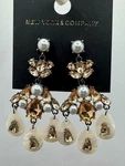 New York & Company Gold Tone Crystal Pearl Chandelier Earrings Dangle Statement. Fixed Price $19.99.