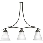 Antique Bronze Finish Linear Chandelier Etched Glass Progress Lighting P4325-20. Fixed Price $119.99.