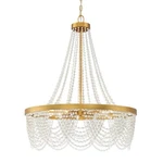 Crystorama Fiona Light Chandelier, Antique Gold/white Beads FIO-A9104-GA-WH. Fixed Price $579.99.