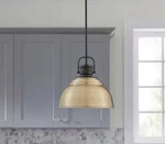 Home Decorators Shelston 13 In. 1-LIGHT Antique Gold And Black Farmhouse Pendant. Fixed Price $39.00.