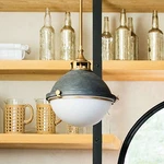 Hinkley Fletcher 18" Wide Aged Zinc And Gold Pendant Light. Fixed Price $799.00.