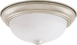 63022-1, 1-LIGHT Flush Mount Brushed Nickel Finish With White Alabaster Glass. Fixed Price $50.99.