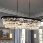 Elegant 47" Black Crystal Chandelier, 9-LIGHT Modern Lighting For High Ceilings. Fixed Price $569.99.