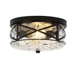 Lamqee 9.8 In. 2-LIGHT Black Flush Mount Glass Ceiling With Metal Frame. Fixed Price $32.88.
