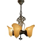 VL1237 Antique Art Deco C1930 Gross Slip Shade Chandelier Normandy Restored. Fixed Price $1425.00.