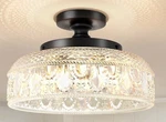 Lamomo 3019C-3B Ceiling Light Fixture Black Iron & Clear Glass Modern. Fixed Price $25.00.