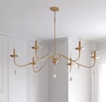 Signature Hardware 479820 6 Light 47" Linear Taper Candle Crystal Chandelier. Fixed Price $149.99.