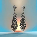 Vintage Art Deco Silver Crystal Long Chandelier Earnings Gatsby Style Geometric. Fixed Price $26.26.