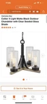 Hampton Bay Collier 4-LIGHT Matte Black Outdoor Chandelier W/ Clear Seeded Glass. Fixed Price $64.71.