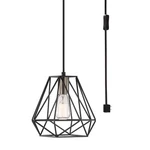 Globe Electric Sansa 1-LIGHT Dark Bronze Plug-in Or Hardwire Pendant Lighting G3. Fixed Price $29.27.