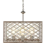 Home Decorators Gilded Pewter Pendant 4-LIGHT W/ Interweaving Open Cage Frame. Fixed Price $70.13.