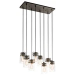 Kichler 42890 Bronze Brinley 8-LIGHT 26"W Pendant With Canning Jar Style Shades. Fixed Price $447.98.