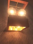 Mid Century Modern Fredrick Raymond Oak Frame 4 Light CHANDELIER/2 Downward Glow. Fixed Price $319.00.