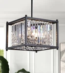 Modern Chandelier,farmhouse Industrial Black Square Crystal Chandeliers 4 Lig.... Fixed Price $184.72.