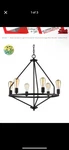 9MMML 23.6" 8 Lights Wagon Wheel Chandelier,black Metal Round Industrial Vint.... Fixed Price $100.00.